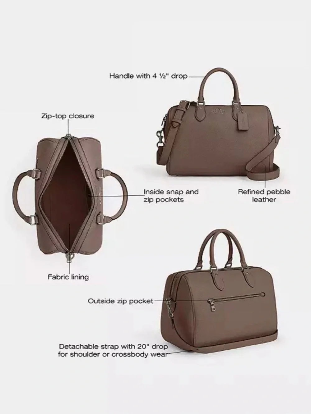 NWT Coach Rowan Large Satchel Bag in Maple CES11